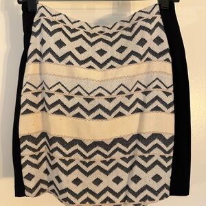 Pixley Black and Cream Zigzag Pencil Skirt